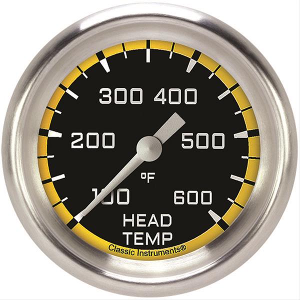 Classic Instruments Auto Cross Yellow Series Gauges AX397YAPF Gauge, Series, Cylinder Head Temperature, 100-600 Degree F, 2 5/8 in., Performance Bezel, Analog, Electrical, Each