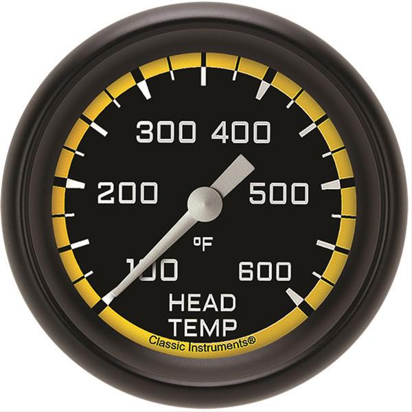 Classic Instruments Auto Cross Yellow Series Gauges AX397YBPF Gauge, Series, Cylinder Head Temperature, 100-600 Degree F, 2 5/8 in., Performance Bezel, Analog, Electrical, Each