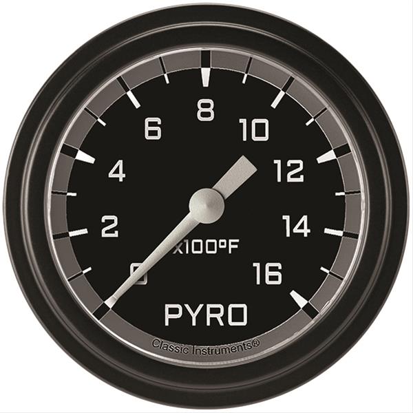 Classic Instruments Auto Cross Gray Series Gauges AX398GBLF Gauge, Series, Pyrometer, 0-1,600 Degree F, 2 5/8 in., Black/Gray Face, Analog, Electrical, Each