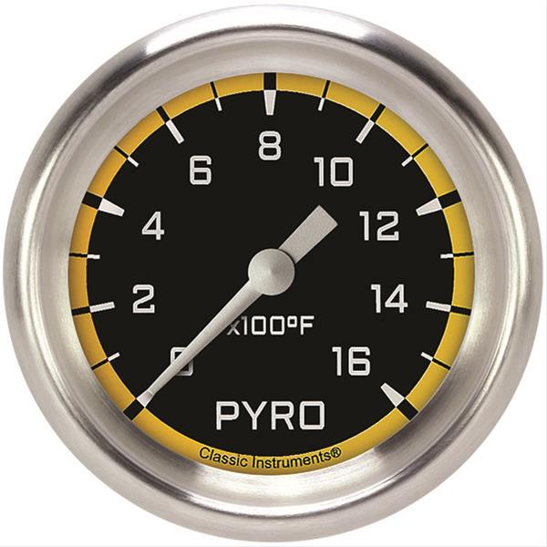 Classic Instruments Auto Cross Yellow Series Gauges AX398YAPF Gauge, Series, Pyrometer, 0-1,600 Degree F, 2 5/8 in., Performance Bezel, Analog, Electrical, Each