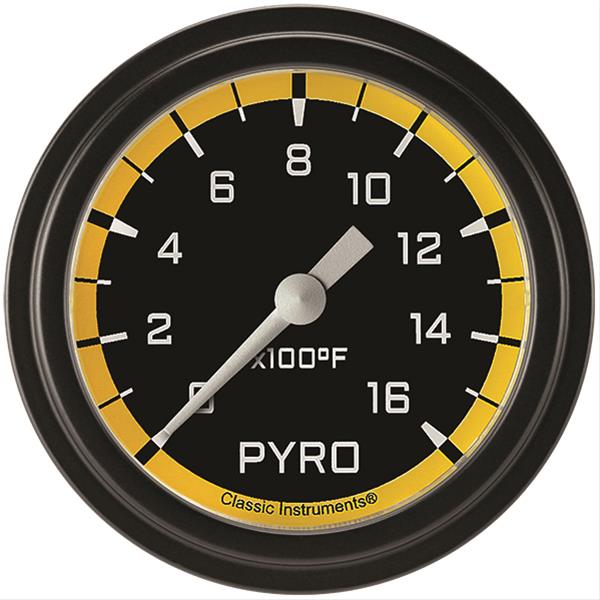 Classic Instruments Auto Cross Yellow Series Gauges AX398YBLF Gauge, Series, Pyrometer, 0-1,600 Degree F, 2 5/8 in., Low Step Bezel, Analog, Electrical, Each