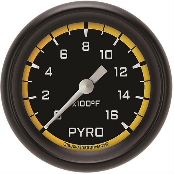 Classic Instruments Auto Cross Yellow Series Gauges AX398YBPF Gauge, Series, Pyrometer, 0-1,600 Degree F, 2 5/8 in., Performance Bezel, Analog, Electrical, Each
