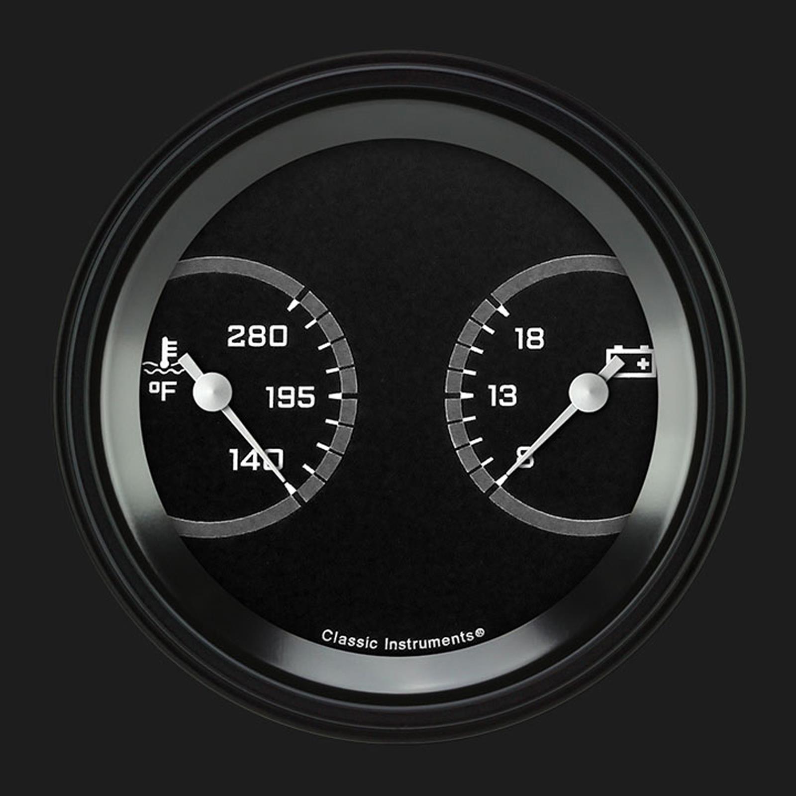 Classic Instruments Auto Cross Gray Series Gauge Sets AX74GBLF Gauges, AutoCross Gray, 3 3/8 in., Water Temperature, Voltmeter, Black Low-Step Bezel, Flat Lens, Each
