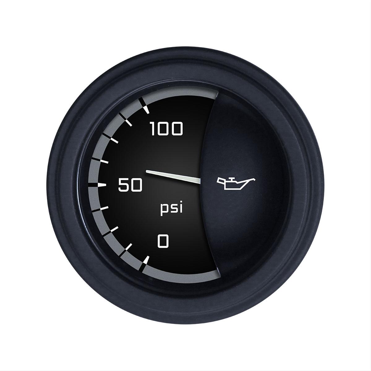 Classic Instruments Auto Cross Gray Series Gauges AX81GBLF Gauge, Series, Oil Pressure, 0-100 psi, 2 1/8 in., Black/Gray Face, Analog, Electrical, Each