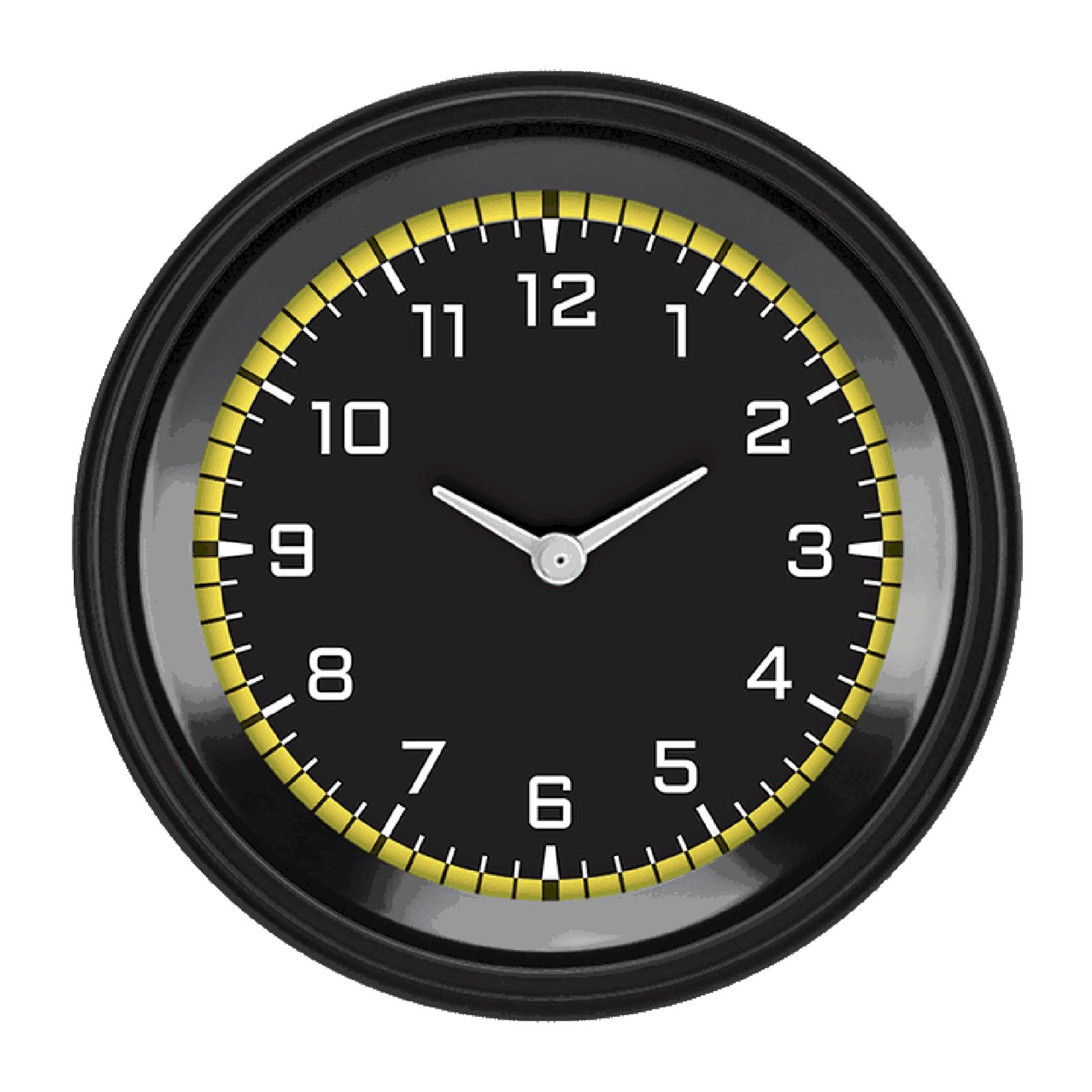 Classic Instruments Auto Cross Yellow Series Gauges AX93YBLF Gauge, Series, Clock, 12 Hour, 3 3/8 in., Black/Yellow Face, Analog, Electrical, Each