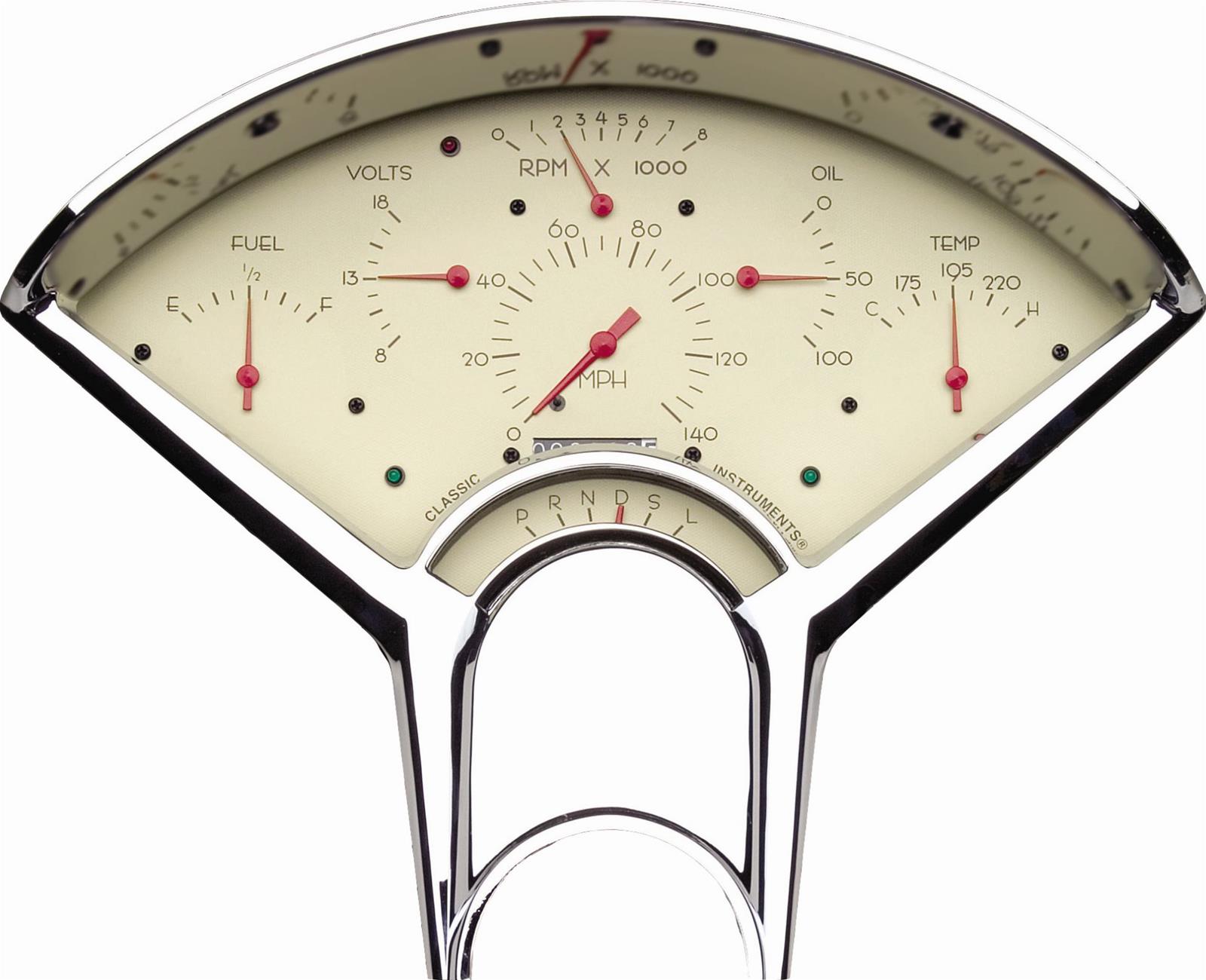 Classic Instruments Bel Era Package Gauge Sets BE01T-LS Gauges, Era, Chevy, Air, 1955-1956, LS Swap, Speedometer, Tachometer, Fuel Level, Voltmeter, Oil Pressure, Water Temp, Kit