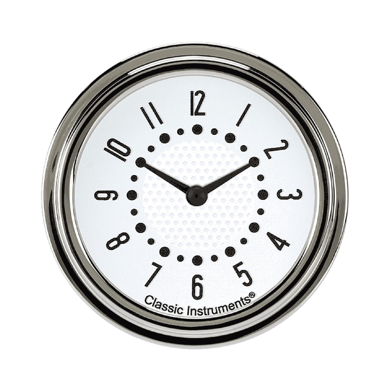 Classic Instruments Bel Era III Clocks BET92W Gauge, Analog, Series, Clock, 12 Hour, 2 5/8 in. Diameter, White Face, Full Sweep, Each