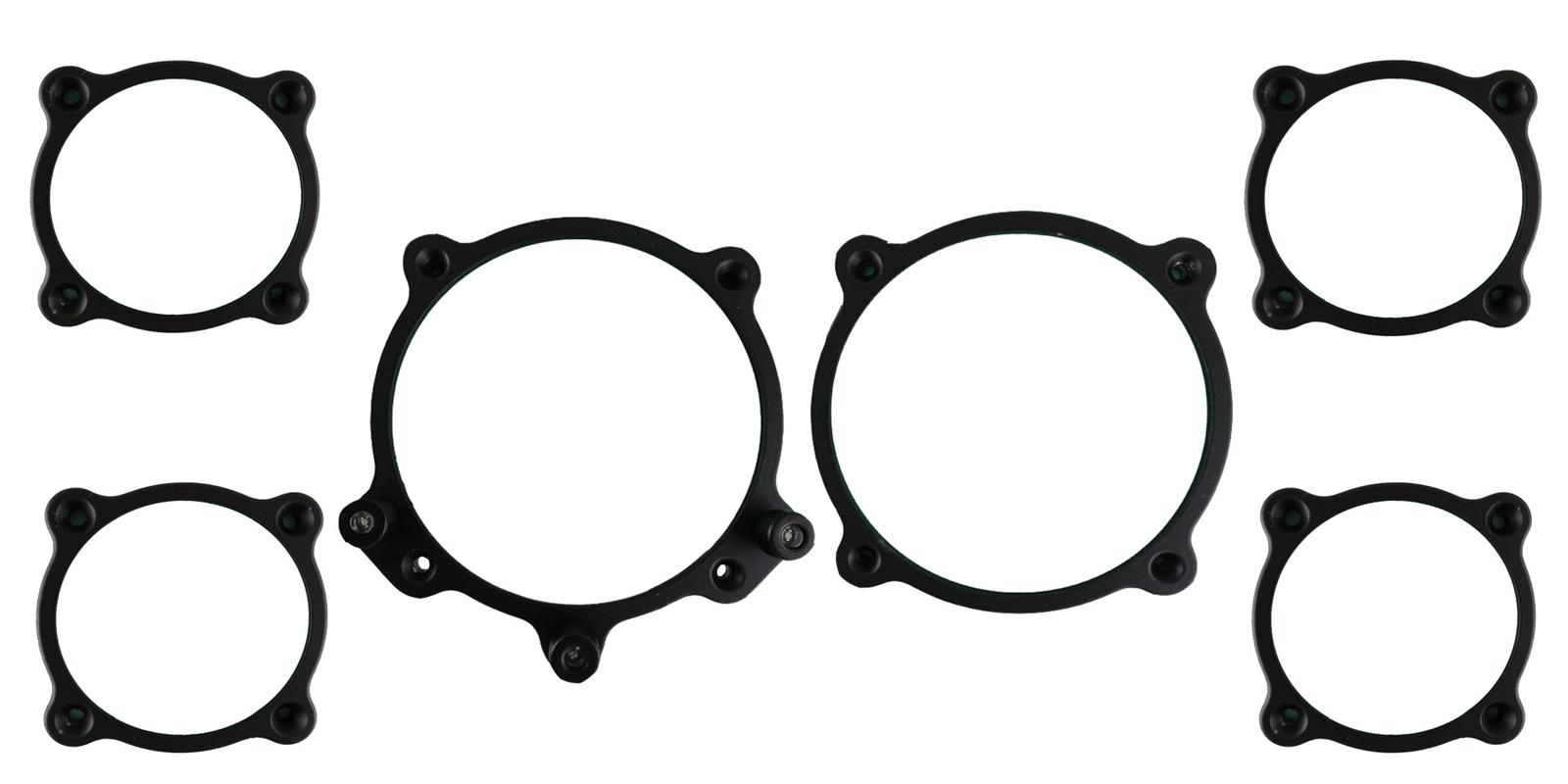 Classic Instruments Moal Bomber Series Gauge Bezels BZMA6GS Bezels, Bezels, Black, Two 3 3/8 in. Diameter and Four 2 1/8 in. Diameter Bezels, Set of 6