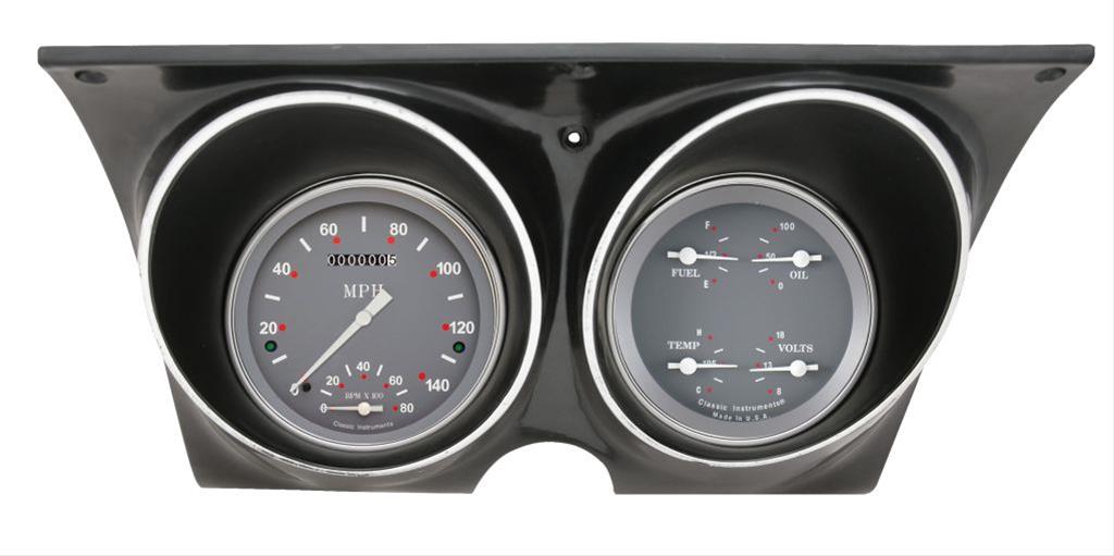 Classic Instruments 1967-68 Camaro Package Gauge Sets CAM67SG Kits, Gauges, Analog, Speedometer, Tach, Fuel Level, Oil Pressure, Volts, Water Temp., Gray Face, White Numbers, Chevrolet, Kit
