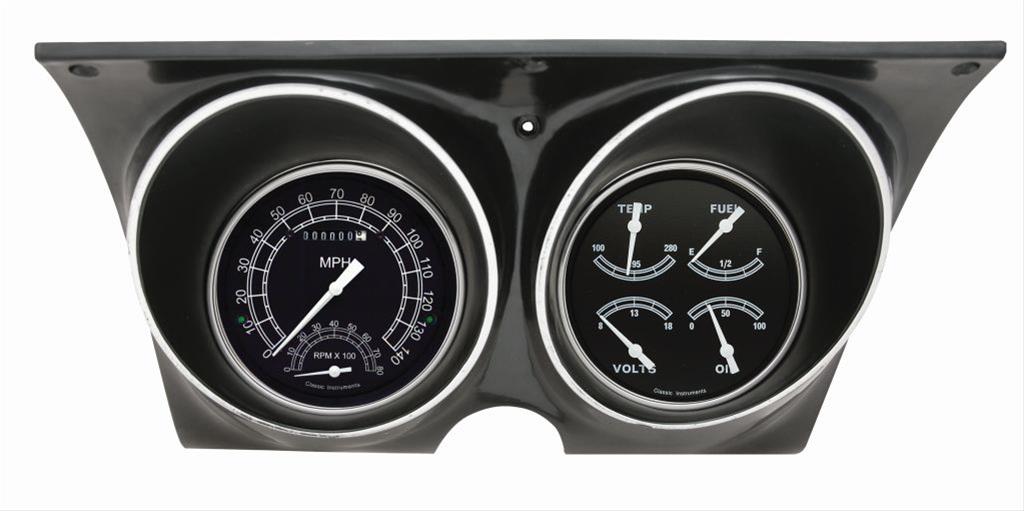 Classic Instruments 1967-68 Camaro Package Gauge Sets CAM67TR Kits, Gauges, Analog, Speedometer, Tach, Fuel Level, Oil Pressure, Volts, Water Temp., Black Face, White Numbers, Chevrolet, Kit