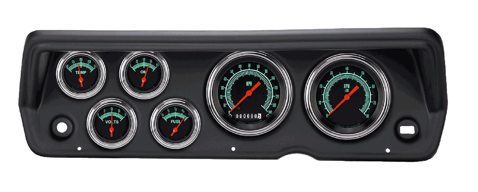 Classic Instruments 1970-76 Plymouth Duster/Demon/Dart Package Gauge Sets for 1970-1976 DART, DUSTER - CDDU70GS01BL Kit, G-Stock Series, Short Sweep, Direct-Fit w/ Black Insert, Mopar, Duster/Dart, Kit