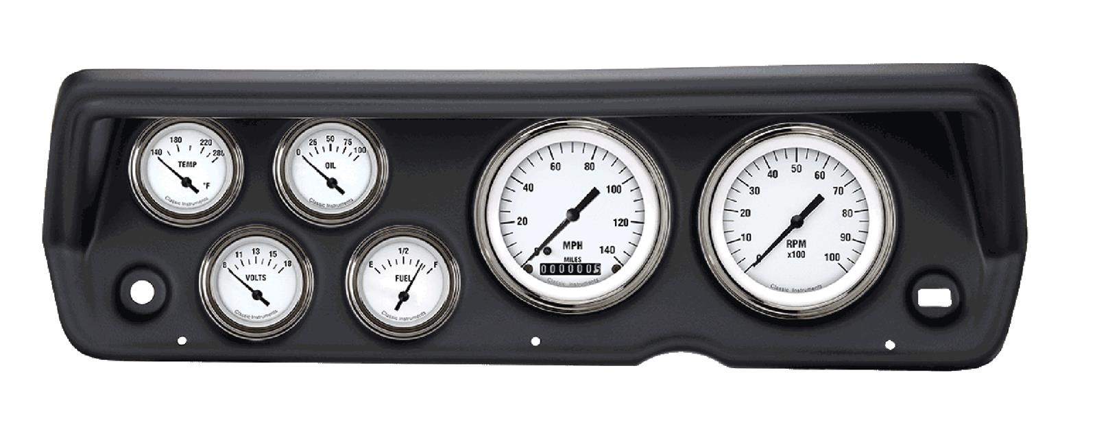 Classic Instruments 1970-76 Plymouth Duster/Demon/Dart Package Gauge Sets for 1970-1976 DART, DUSTER - CDDU70WH01BL Kit, White Hot Series, Short Sweep, Direct-Fit w/ Black Insert, Mopar, Duster/Dart, Kit thumbnail 2