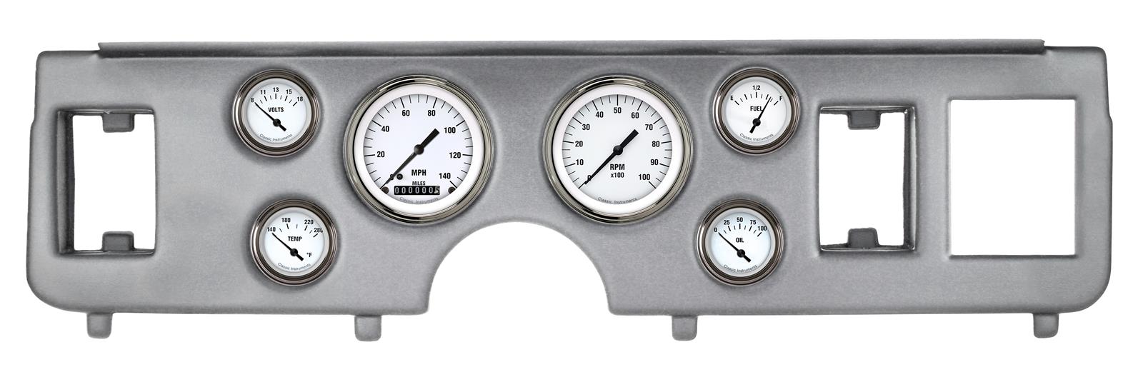 Classic Instruments 1979-86 Ford Mustang Package Gauge Sets CDMU79WH01BA Kit, White Hot Series, Short Sweep, Direct-Fit w/ Brushed Aluminum Insert, Ford, 1979-1986 Mustang, Kit