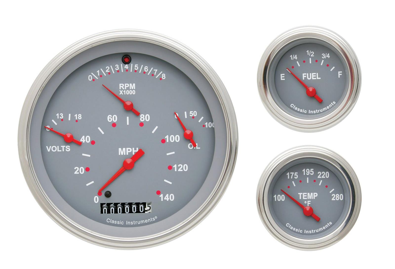 Classic Instruments 1957 Chevy Package Gauge Sets CH01GSLC Gauges, Analog, 57 Chevy, Speedometer, Tachometer, Fuel Level, Water Temperature, Oil Pressure, Voltmeter, Kit