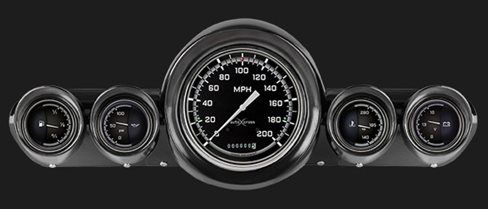 Classic Instruments 1959-60 Chevy Package Gauge Sets CH59AXG54 Kit, AutoCross Gray, Chevy, 1959-1960, Speedometer, Fuel Level, Oil Pressure, Water Temp, Volt, Stainless Low-Step Bezel, Kit