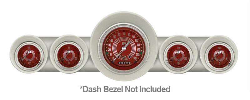 Classic Instruments 1959-60 Chevy Package Gauge Sets CH59V8RS54 Gauges, V8 Red Steelie Style, Speedometer, Water Temperature, Fuel Level, Red Face, Analog, Chevy, Kit