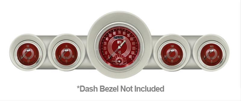 Classic Instruments 1959-60 Chevy Package Gauge Sets CH59V8RS65 Gauges, V8 Red Steelie Style, Speedometer, Tach, Water Temperature, Fuel Level, Red Face, Analog, Chevy, Kit