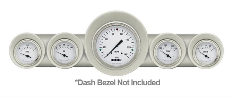 Classic Instruments 1959-60 Chevy Package Gauge Sets CH59WH54 Gauges, White Hot Style, Speedometer, Water Temperature, Fuel Level, Voltage, White Face, Analog, Chevy, Kit