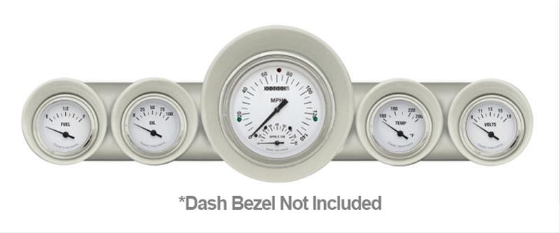 Classic Instruments 1959-60 Chevy Package Gauge Sets CH59WH65 Gauges, White Hot Style, Speedometer, Tach, Water Temperature, Fuel Level, White Face, Analog, Chevy, Kit