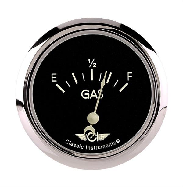 Classic Instruments Series Gauges CL212SRC Fuel Gauge, CLASSIC SERIES 2 5/8" FUEL, 0-90, SHORT SWEEP