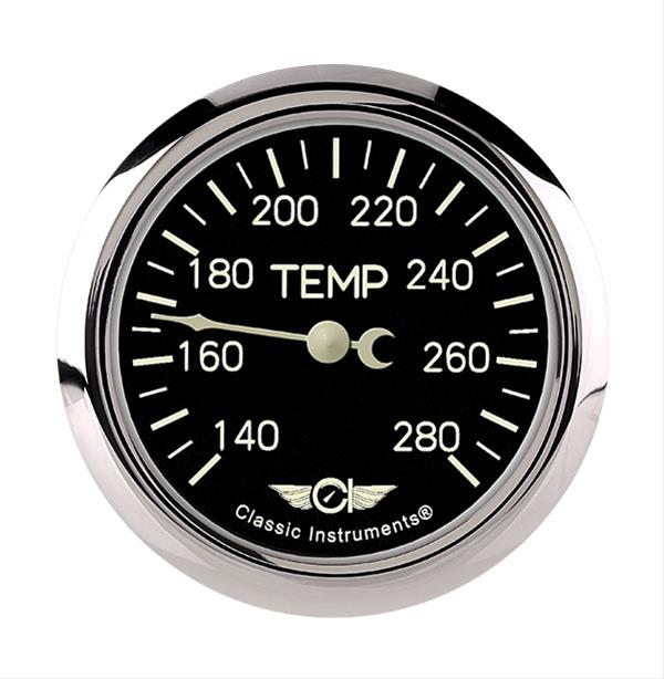 Classic Instruments Series Gauges CL326SRC-02 Gauge, Analog, Series, Water Temp, 140-280 Degrees F, 2 5/8 in. Diameter, Black Face, Full Sweep, Each