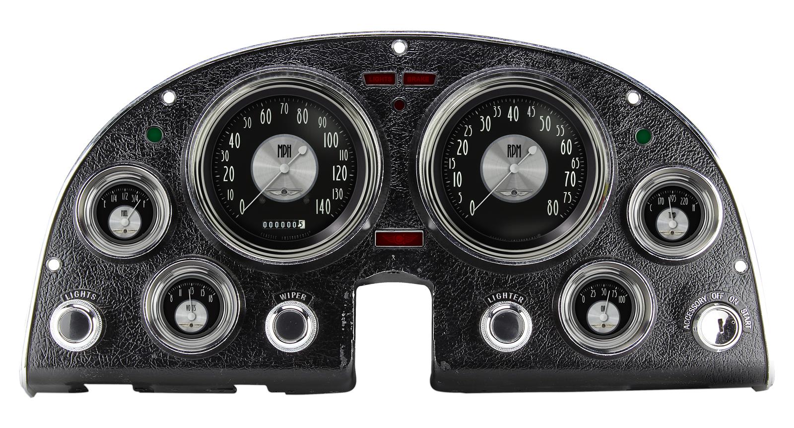 Classic Instruments 1963-67 Corvette Package Gauge Sets CO63AT Gauges, All-American Tradition Style, Speedometer, Tach, Water Temperature, Black Face, Analog, Chevy, Kit