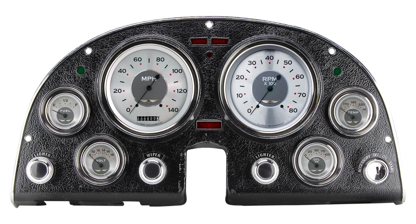 Classic Instruments 1963-67 Corvette Package Gauge Sets CO63AW Gauges, All-American Original Style, Speedometer, Tach, Water Temperature, Silver Face, Analog, Chevy, Kit