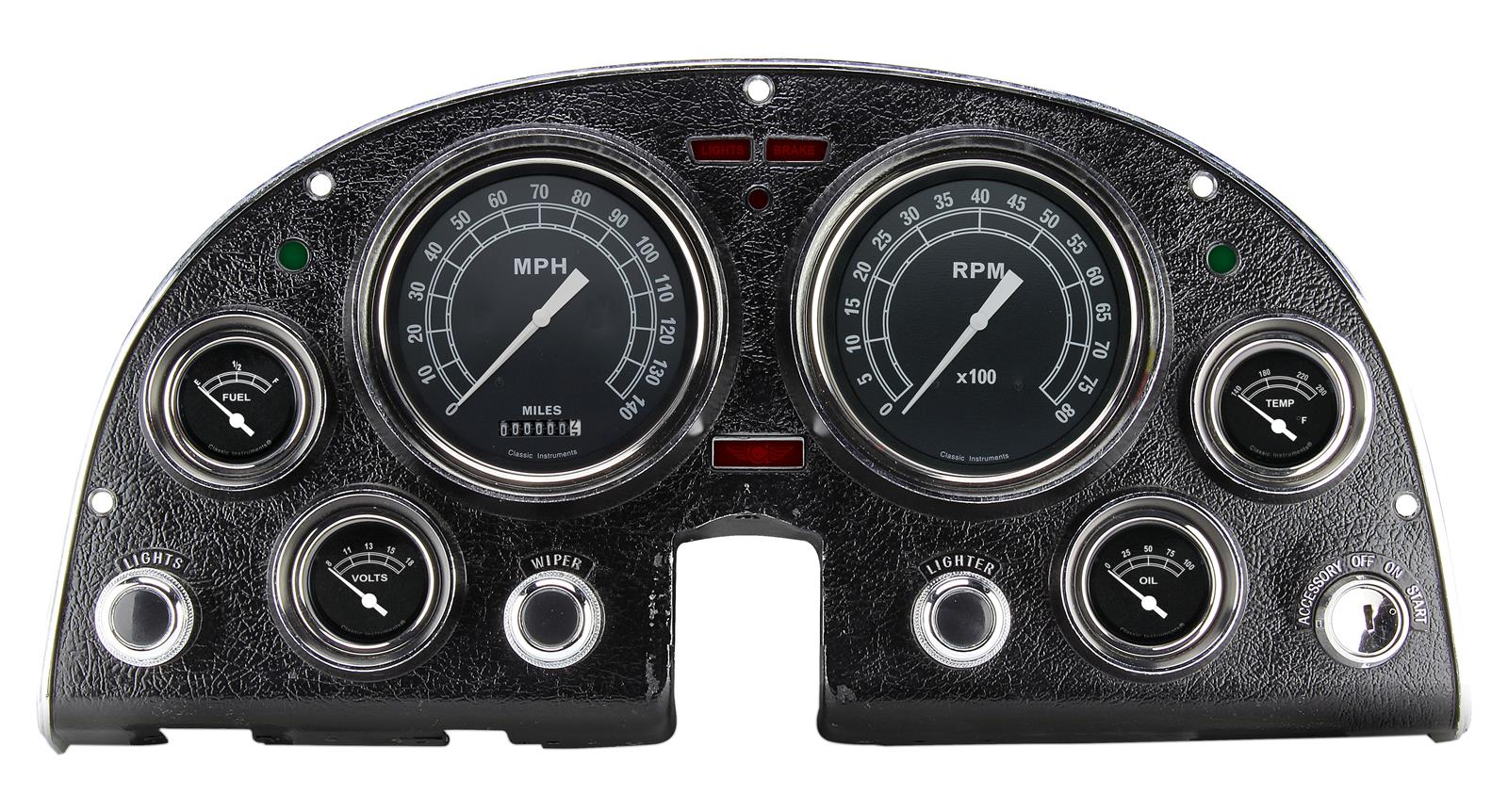 Classic Instruments 1963-67 Corvette Package Gauge Sets CO63TR Gauges, Traditional Style, Speedometer, Tach, Water Temperature, Fuel Level, Black Face, Analog, Chevy, Kit