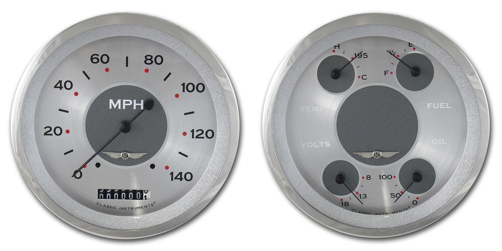 Classic Instruments 1947-53 Chevy Pickup Package Gauge Sets CT47AW52 Gauges, All-American Original, Speedometer, Oil Pressure, Fuel Level, Silver Face, Analog, Chevy, Kit