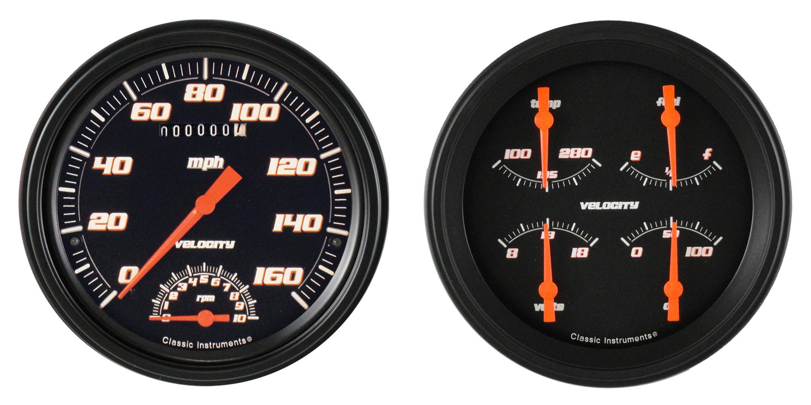 Classic Instruments 1947-53 Chevy Pickup Package Gauge Sets CT47VSB62 Gauges, Velocity, Electronic, Water Temperature, Volt, Oil Pressure, Fuel Level, Speedometer, Tach, Chevy, Kit
