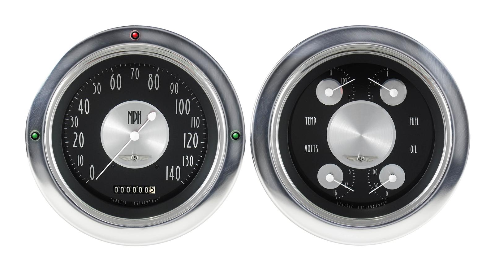 Classic Instruments 1954-55 Chevy Pickup Package Gauge Sets CT54AT52 Gauges, All American Tradition, Electronic, Water Temperature, Volt, Oil Pressure, Fuel Level, Speedo,
