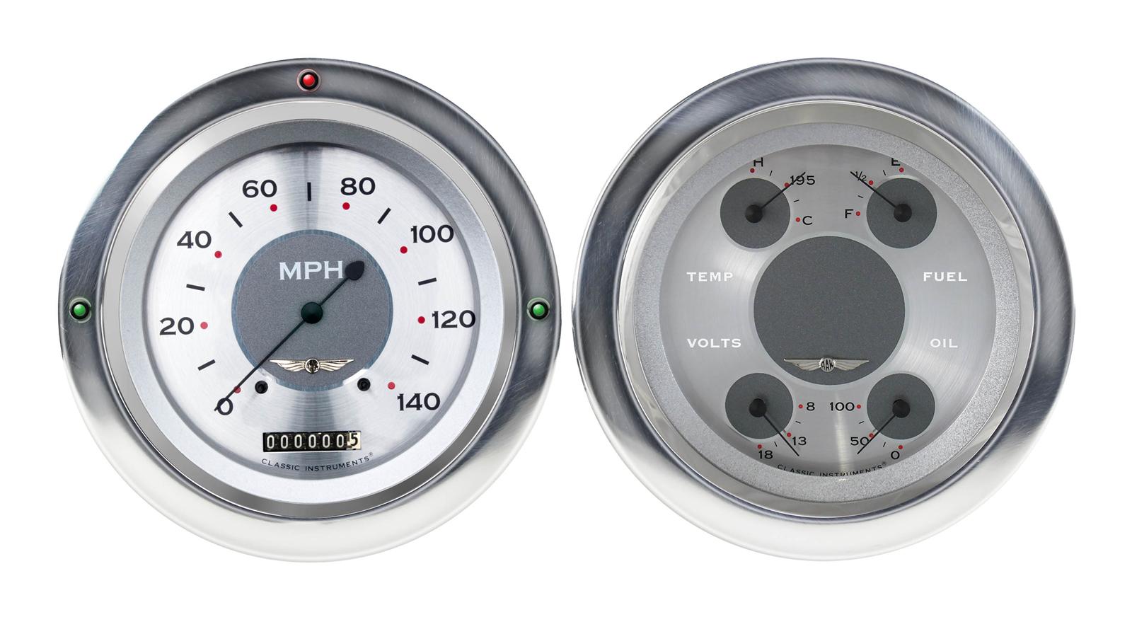 Classic Instruments 1954-55 Chevy Pickup Package Gauge Sets CT54AW52 Gauges, All American Original, Electronic, Water Temperature, Volt, Oil Pressure, Fuel Level, Speedo,