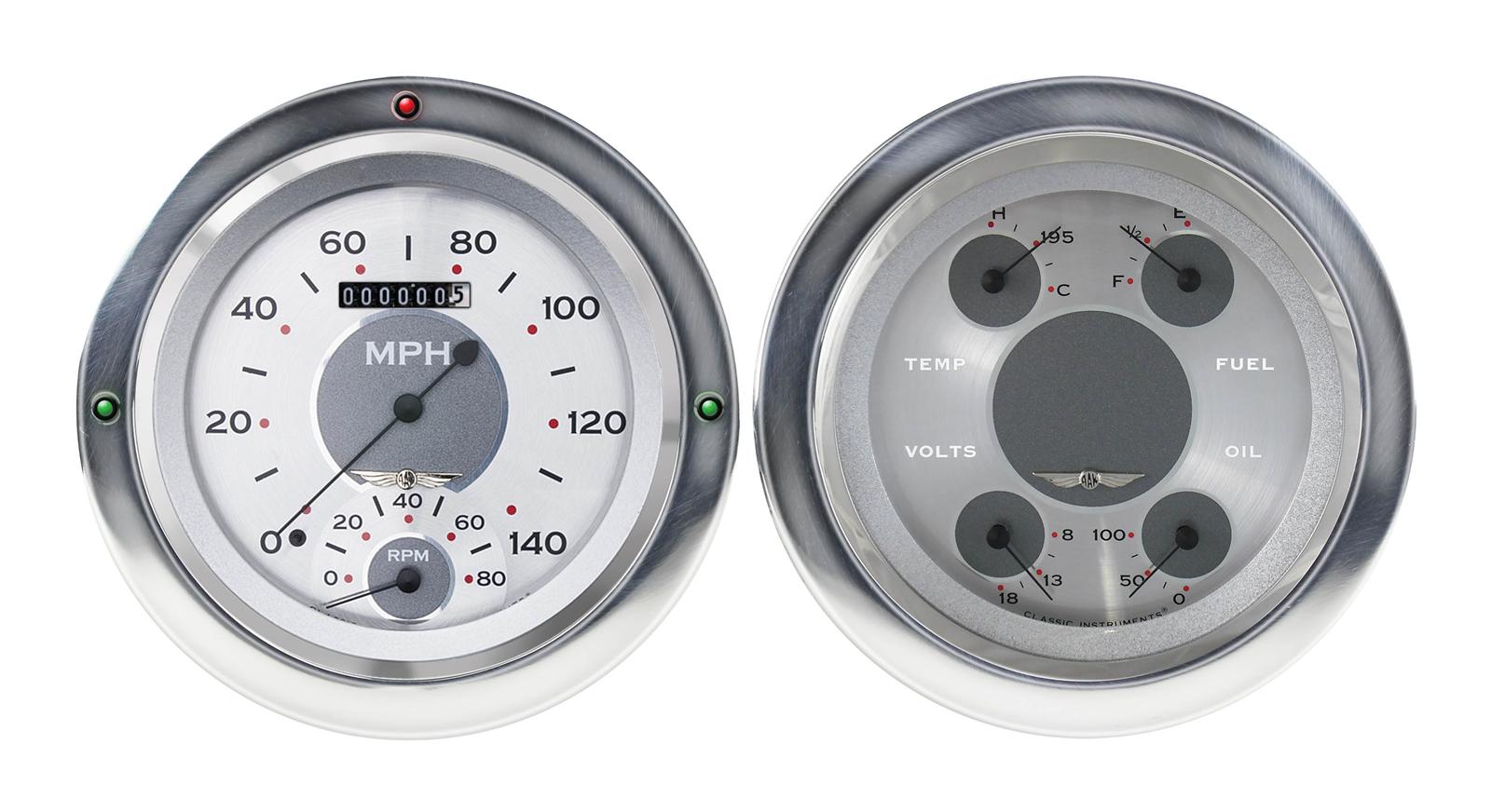 Classic Instruments 1954-55 Chevy Pickup Package Gauge Sets CT54AW62 Gauges, All American Original, Electronic, Water Temp, Volt, Oil Pressure, Fuel Level, Speedo, Tach,