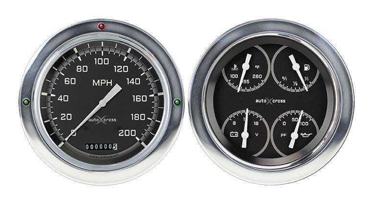 Classic Instruments 1954-55 Chevy Pickup Package Gauge Sets CT54AXG52 Kits, Pickup, Analog, Speedometer, Fuel Level, Oil Pressure, Volts, Water Temp., Black/Gray Face, White Numbers, Chevrolet, Kit