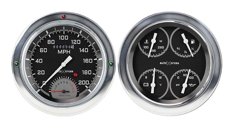 Classic Instruments 1954-55 Chevy Pickup Package Gauge Sets CT54AXG62 Kits, Pickup, Analog, Speedometer, Tach, Fuel Level, Oil Pressure, Volts, Water Temp., Black/Gray Face, White Numbers, Chevy, Kit