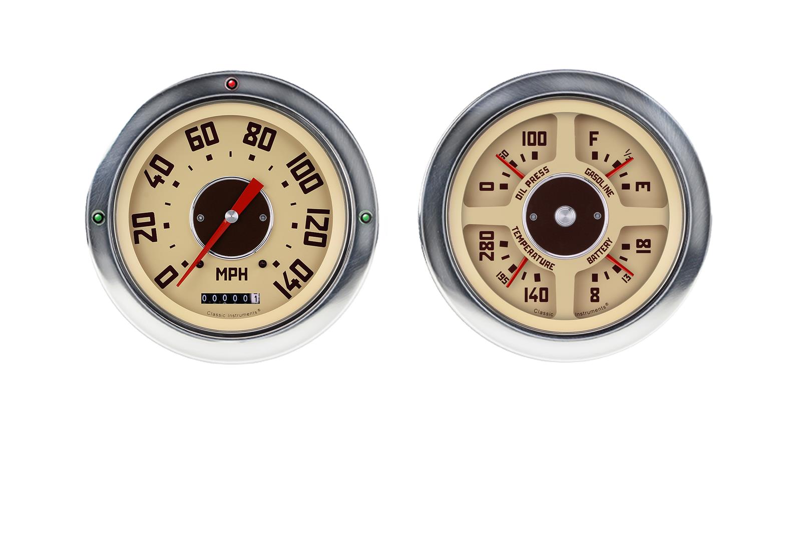 Classic Instruments 1954-55 GMC Truck Package Gauge Sets CT54GM52 Gauges, Speedometer, Water Temperature, Fuel Level, Voltmeter, Oil Pressure, Beige Face, Analog, GMC, Kit