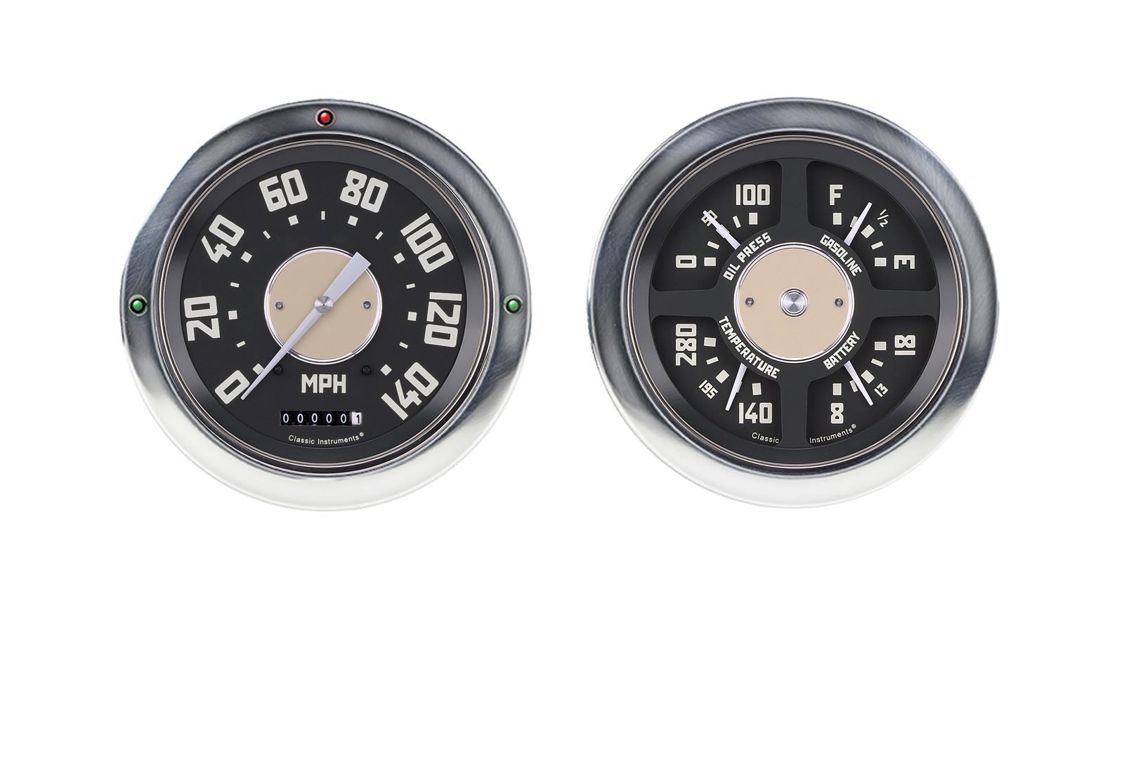 Classic Instruments 1954-55 Chevy Truck Package Gauge Sets CT54OE52 Gauges, Speedometer, Water Temperature, Fuel Level, Voltmeter, Oil Pressure, Beige Face, Analog, GMC, Kit