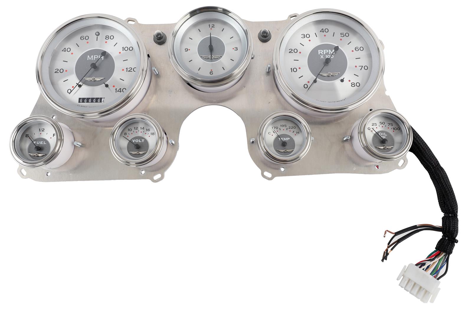 Classic Instruments 1967-72 Chevy Truck Package Gauge Sets CT67AW Gauges, All American, Speedometer, Tach, Water, Volt, Oil, Fuel, Clock, Silver Face, thumbnail 2