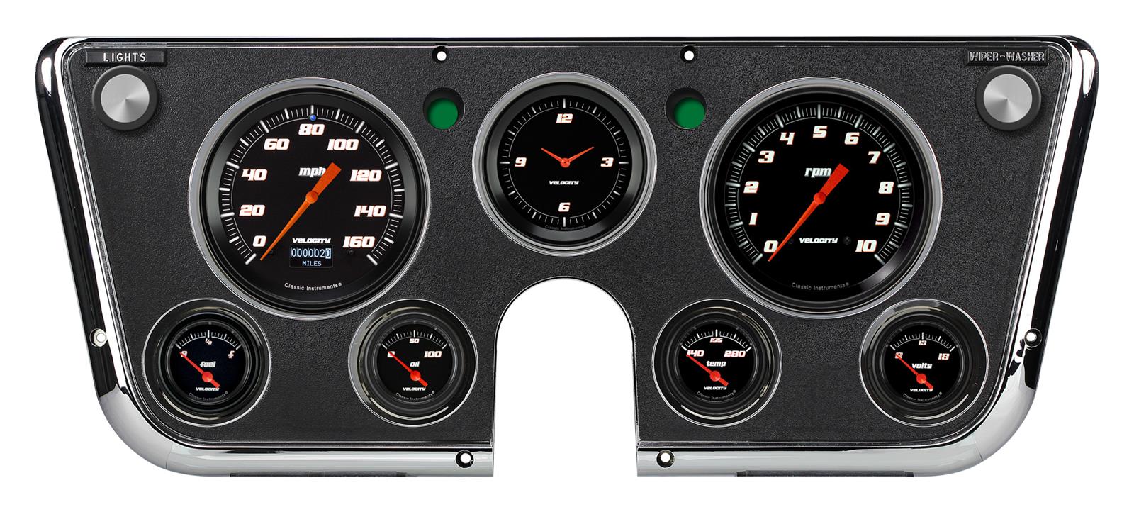 Classic Instruments 1967-72 Chevy Truck Package Gauge Sets CT67DVSB Gauges, Velocity Black, Direct Fit, Display Gauge, Chevy/GMC, Truck, 1967-1972, Speedometer, Tach, Fuel, Volt, Oil Pressure, Water Temp, Kit