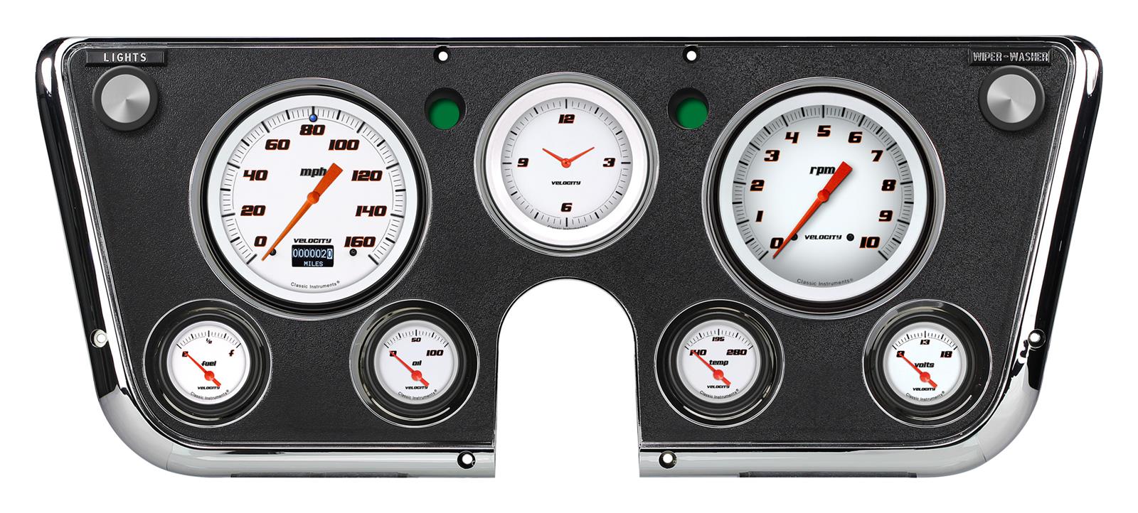 Classic Instruments 1967-72 Chevy Truck Package Gauge Sets CT67DVSW Gauges, Velocity White, Direct Fit, Display Gauge, Chevy/GMC, Truck, 1967-1972, Speedometer, Tach, Fuel, Volt, Oil Pressure, Water Temp, Kit