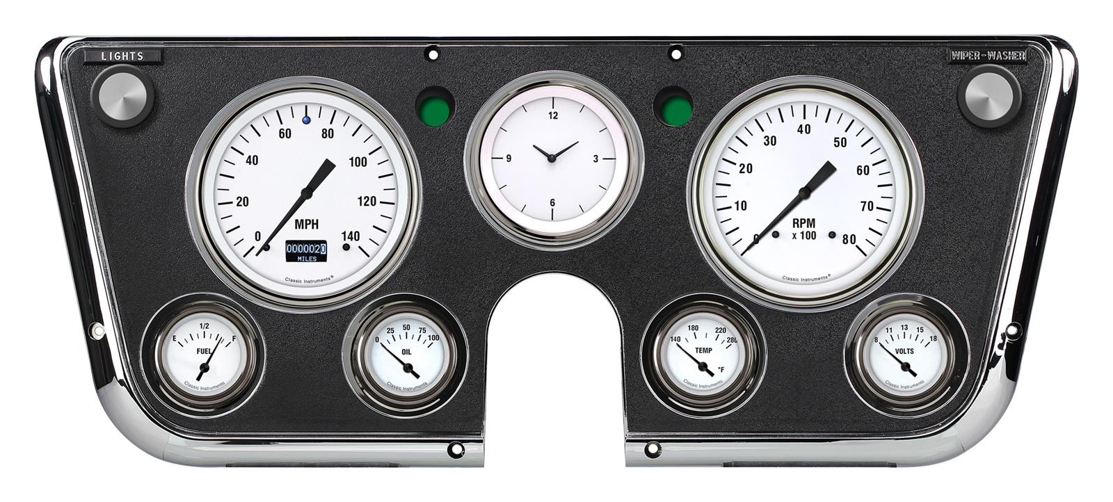 Classic Instruments 1967-72 Chevy Truck Package Gauge Sets CT67DWH-LS Gauges, White Hot, Direct Fit, Display Gauge, Chevy/GMC, Truck, 1967-1972, LS Swap, Speedometer, Tach, Fuel, Volt, Oil Pressure, Water Temp, Kit