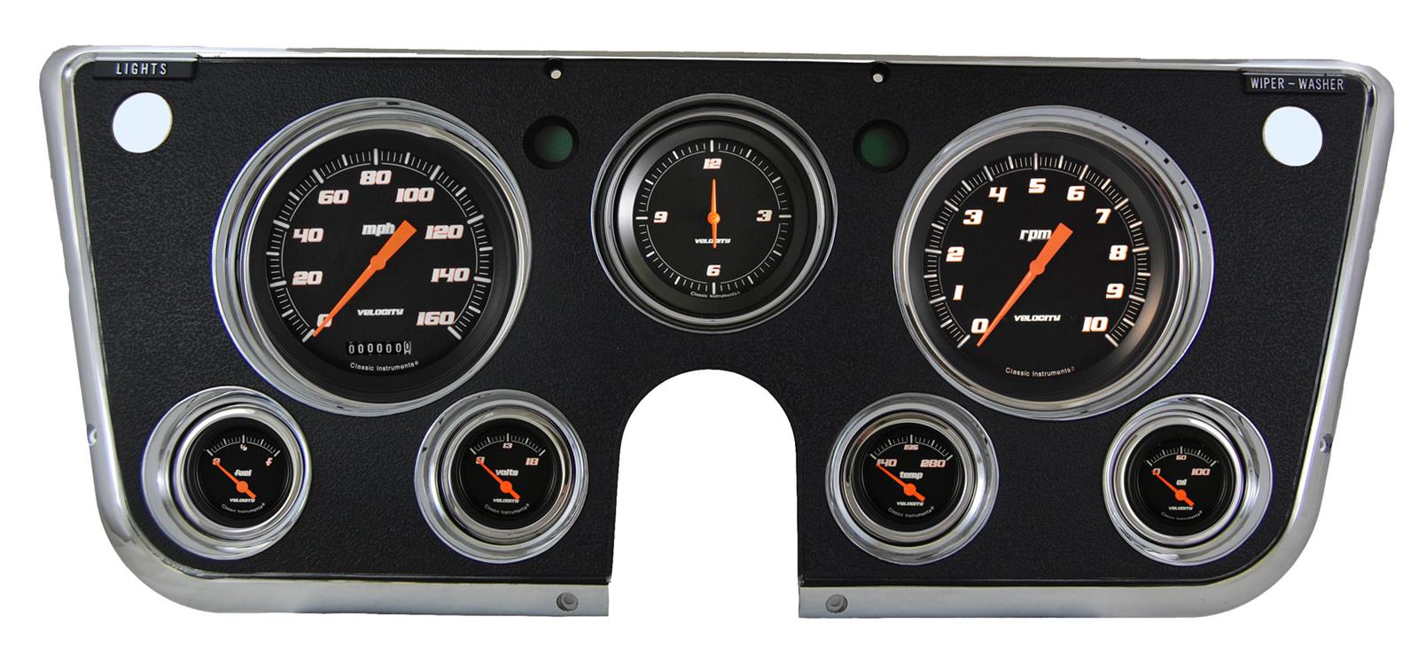 Classic Instruments 1967-72 Chevy Truck Package Gauge Sets CT67VSB Gauges, Analog, Velocity, Speedometer, Tachometer, Fuel Level, Water Temperature, Oil Pressure, Voltmeter, Kit