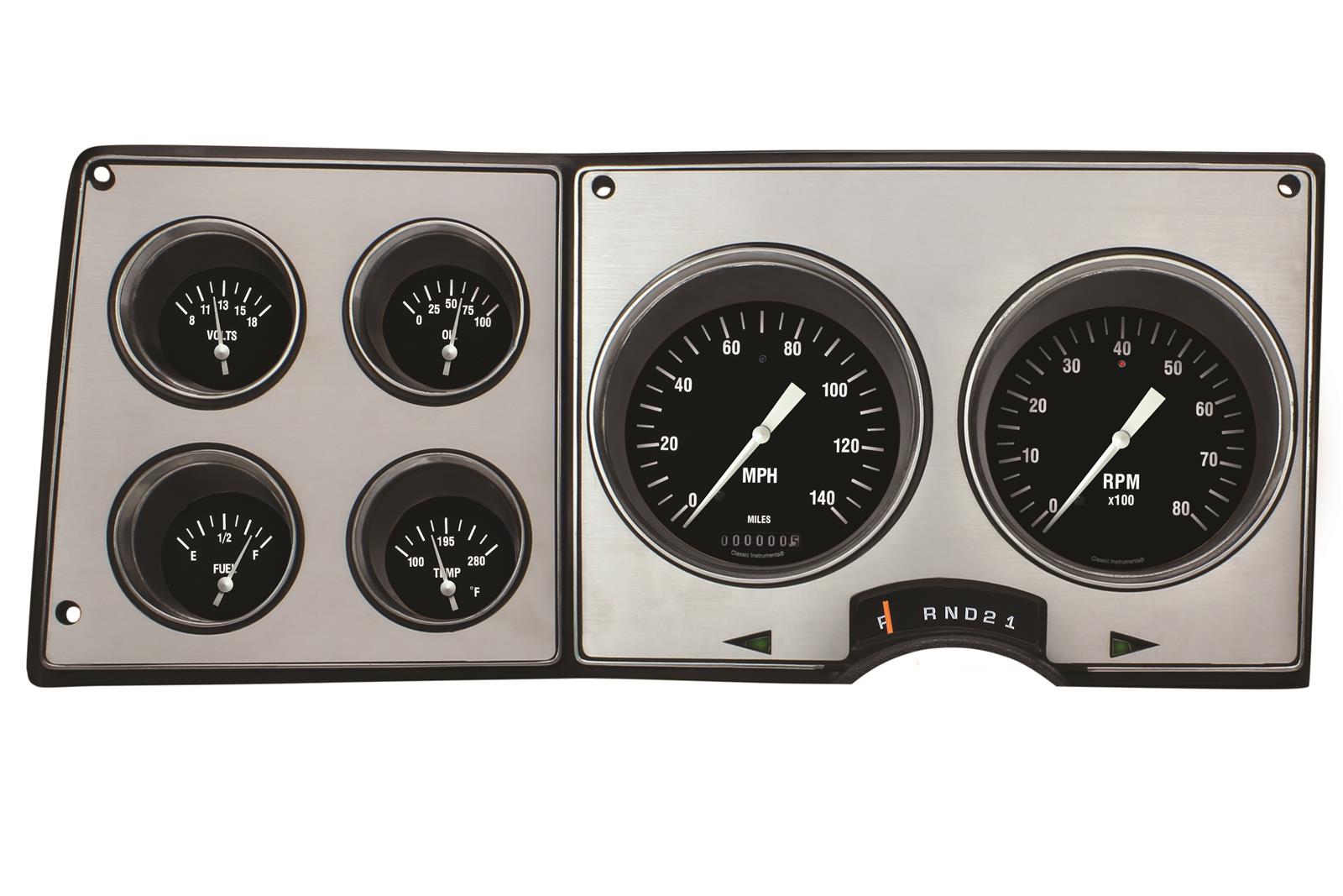 Classic Instruments 1973-87 Chevy/GMC Truck Packages CT73HR Gauge Kits, Truck, Analog, Speedometer, Tach, Fuel Level, Oil Pressure, Volts, Water Temp., Black Face, White Numbers, Kit