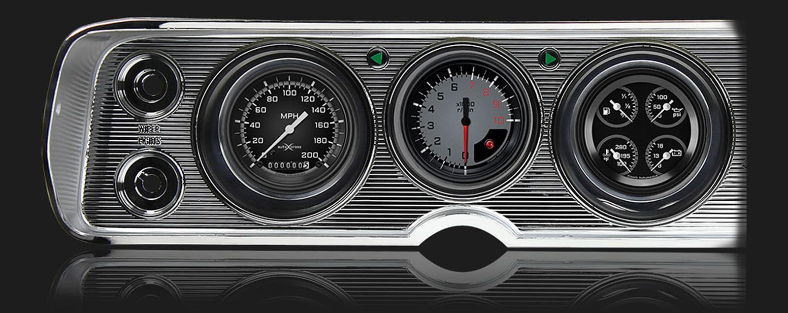 Classic Instruments 1964-65 Chevelle Package Gauge Sets CV64AXG Kit, AutoCross Gray Series, Direct Fit, Chevy, Chevelle, 1964-1965, Speedometer, Tach, Fuel Level, Oil Pressure, Water Temp, Voltmeter, Kit
