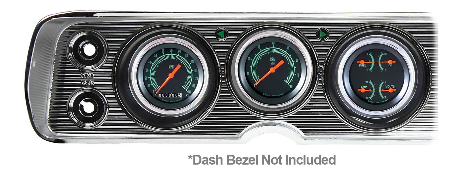 Classic Instruments 1964-65 Chevelle Package Gauge Sets CV64GS Gauges, G-Stock Style, Speedometer, Tach, Water Temperature, Fuel Level, Black Face, Analog, Chevy, Kit
