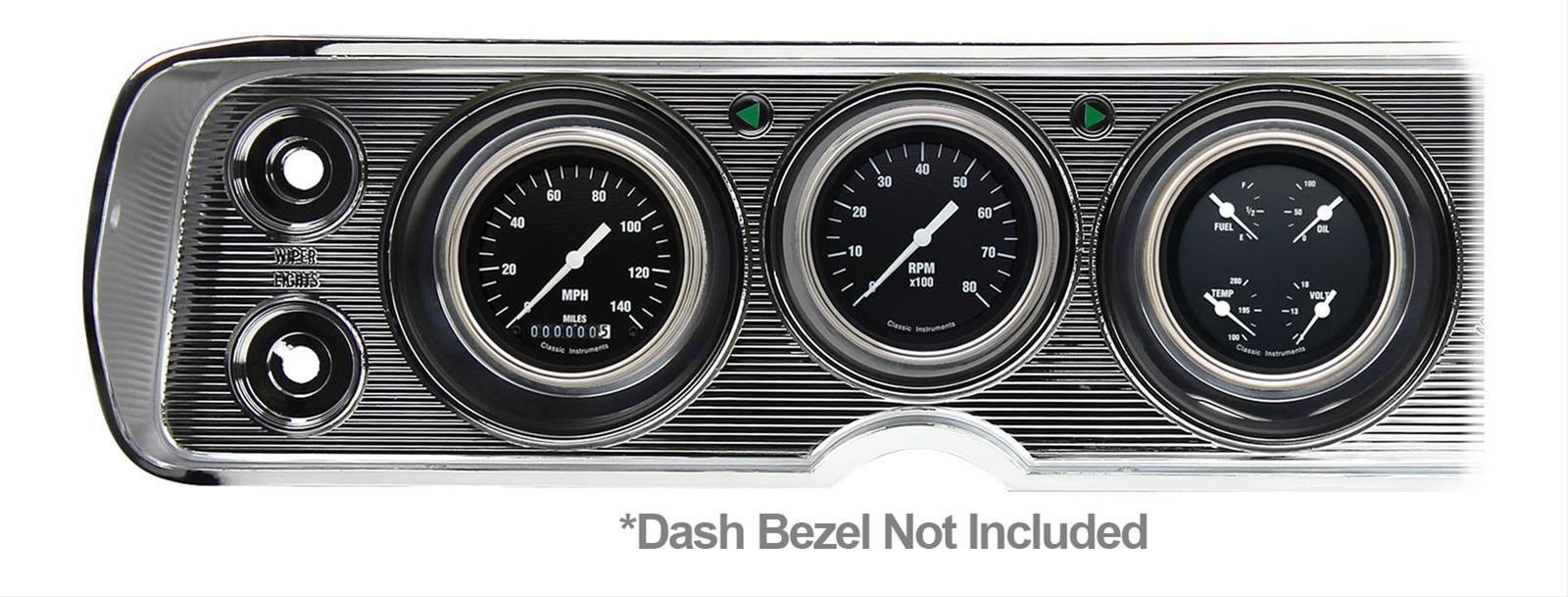 Classic Instruments 1964-65 Chevelle Package Gauge Sets CV64HR Gauges, Hot Rod Style, Speedometer, Tach, Water Temperature, Fuel Level, Black Face, Analog, Chevy, Kit thumbnail 2