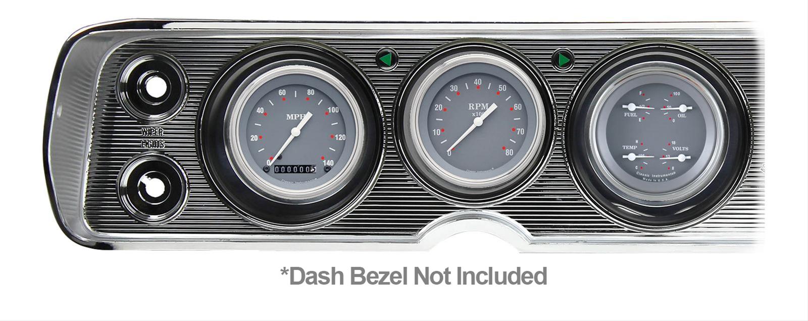 Classic Instruments 1964-65 Chevelle Package Gauge Sets CV64SG Gauges, SG Style, Speedometer, Tach, Water Temperature, Fuel Level, Voltmeter, Gray Face, Analog, Chevy, Kit