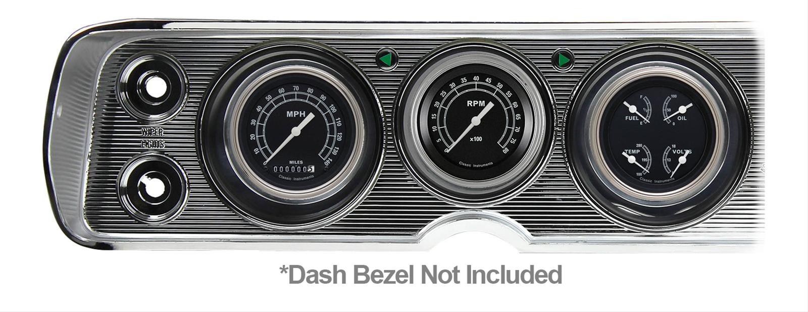 Classic Instruments 1964-65 Chevelle Package Gauge Sets CV64TR Gauges, Traditional, Speedometer, Tach, Water, Volt, Oil, Fuel, Black Face, Polished Bezel, Chevy, Kit