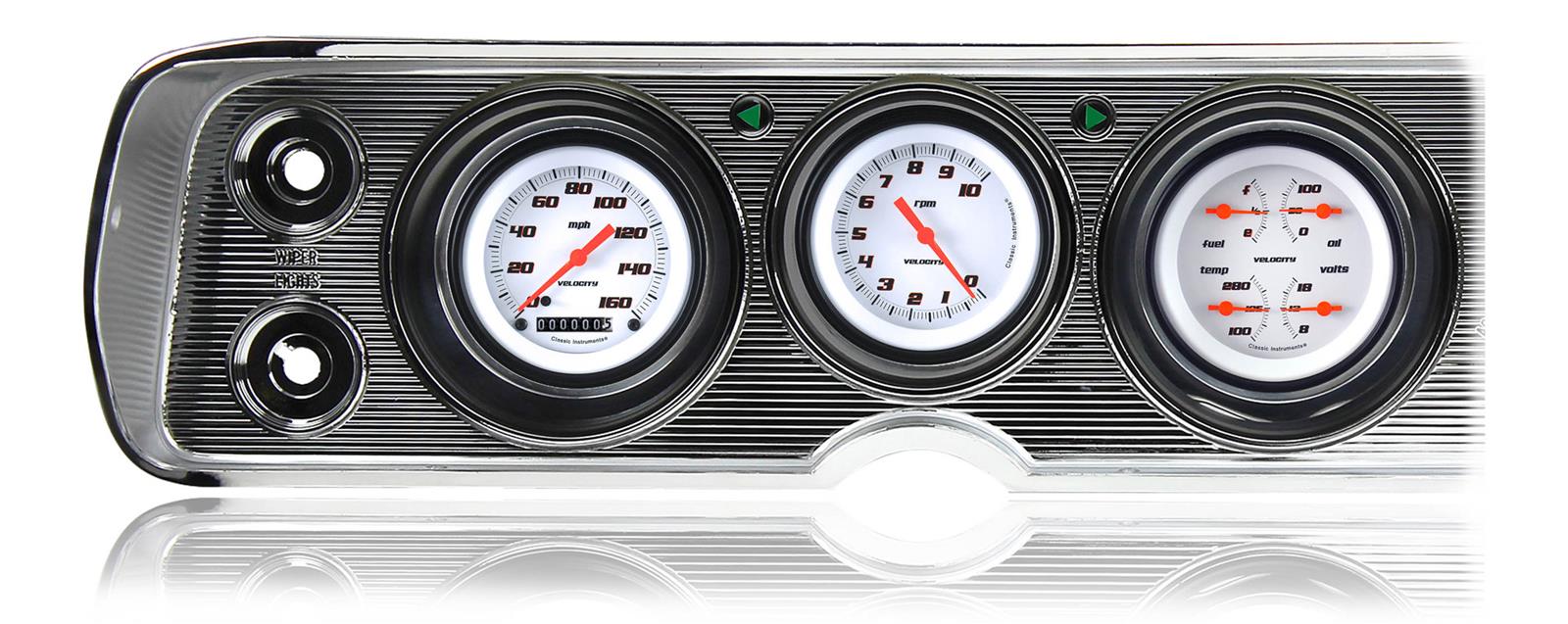 Classic Instruments 1970-72 Chevelle Package Gauge Sets CV70AN Gauges, All American Nickel, Direct Fit, Chevy, Chevelle, SS, 1970-1972, Speedometer, Tachometer, Fuel, Volt, Oil Pressure, Water Temp, Kit