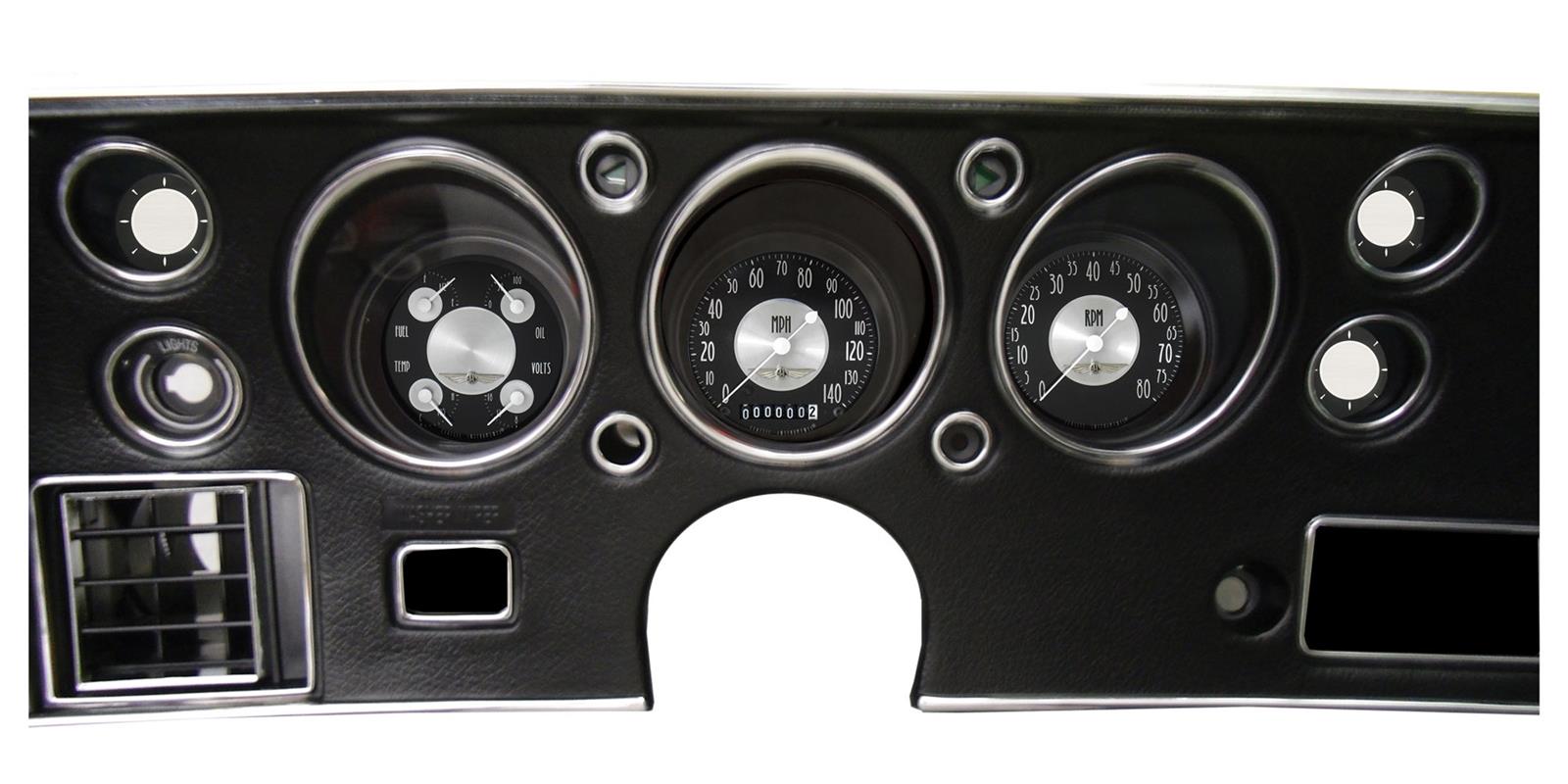 Classic Instruments 1970-72 Chevelle Package Gauge Sets CV70AT Gauges, All American Tradition, Direct Fit, Chevy, Chevelle, SS, 1970-1972, Speedometer, Tachometer, Fuel, Oil Pressure, Water Temperature, Volt, Kit
